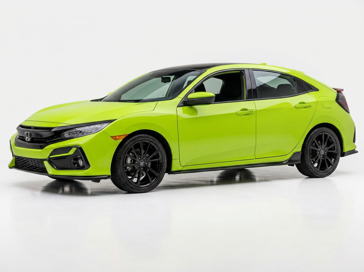 Lime Gloss Civic — Color Change by Wrap Zone