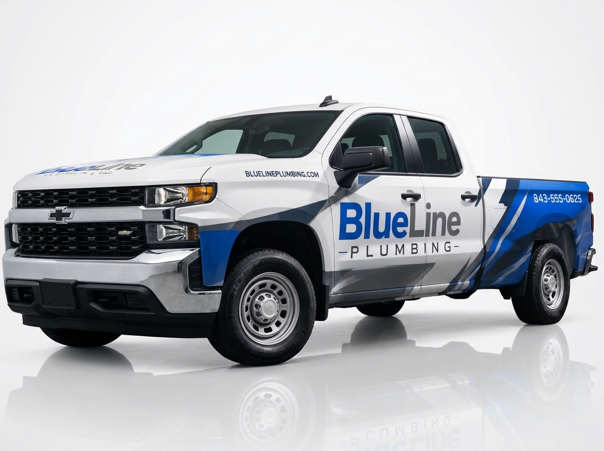 BlueLine Plumbing — Pickup Partial Wrap by Wrap Zone